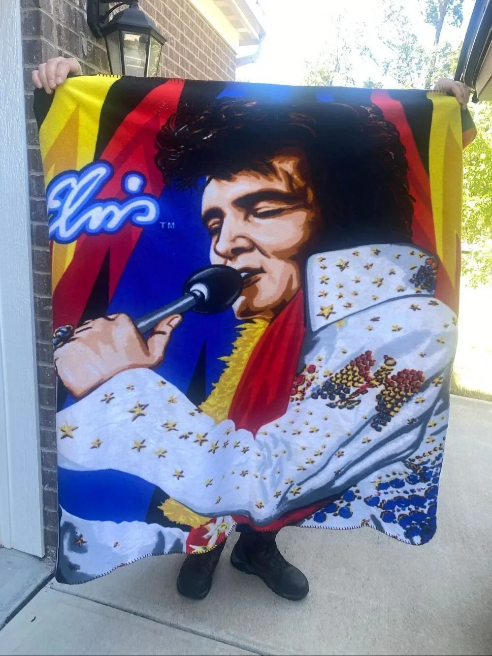 Elvis Presley 2012 polyester fleece the Northwest Company blanket Stain